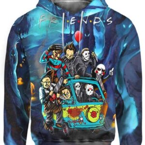 Halloween All Horror Characters Bus Friends - All Over Apparel - Hoodie / S - www.secrettees.com
