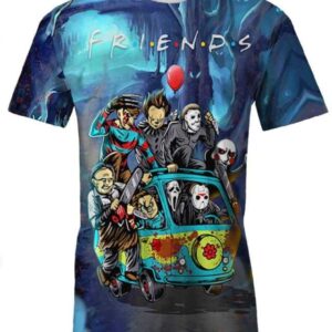 Halloween All Horror Characters Bus Friends - All Over Apparel - T-Shirt / S - www.secrettees.com