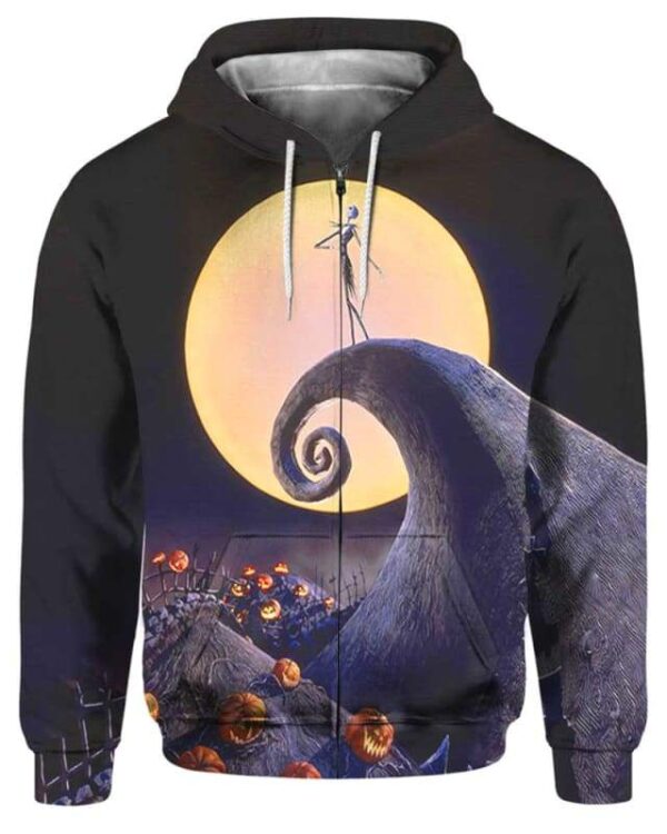 Halloween Horror Jack Skellington Nightmare - All Over Apparel - Zip Hoodie / S - www.secrettees.com