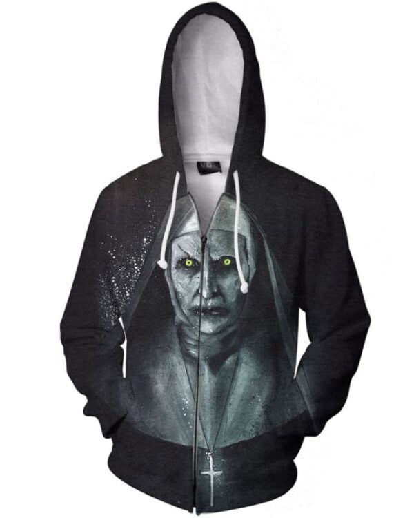 Halloween Horror Valak Demon V2 - All Over Apparel - Zip Hoodie / S - www.secrettees.com