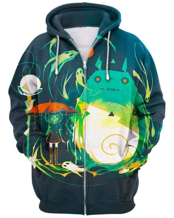 Halloween Totoro - All Over Apparel - Zip Hoodie / S - www.secrettees.com