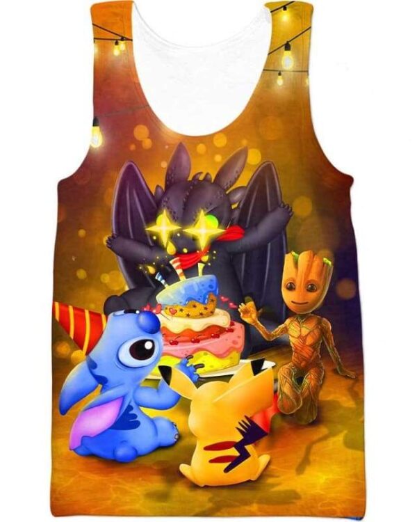 Happy Birthday Toothless - All Over Apparel - Tank Top / S - www.secrettees.com
