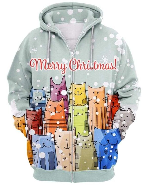Happy Cats Family - All Over Apparel - Zip Hoodie / S - www.secrettees.com