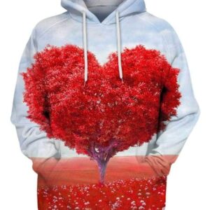 Heart Red Leafed Tree on Red Field - All Over Apparel - Hoodie / S - www.secrettees.com