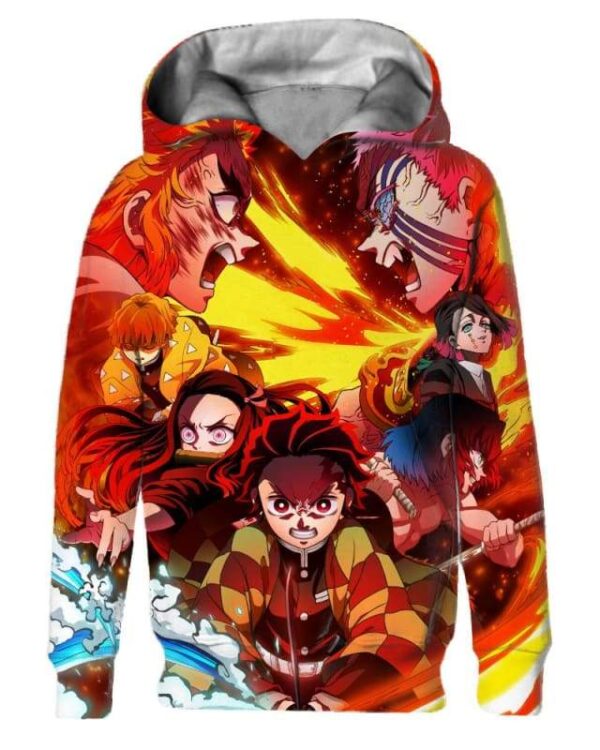 Heavenly Fire Battle - All Over Apparel - Kid Hoodie / S - www.secrettees.com