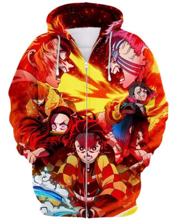 Heavenly Fire Battle - All Over Apparel - Zip Hoodie / S - www.secrettees.com