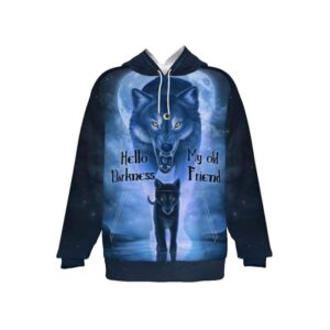 Hello Darkness My Old Friend Wolf All-Over Print Hoodie - 2XL / White - www.secrettees.com