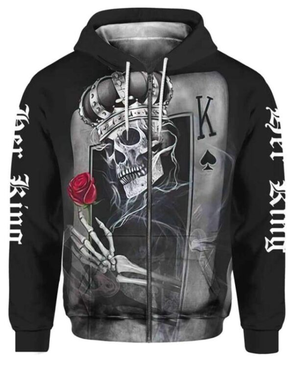 Her King Skull Poker - All Over Apparel - Zip Hoodie / S - www.secrettees.com