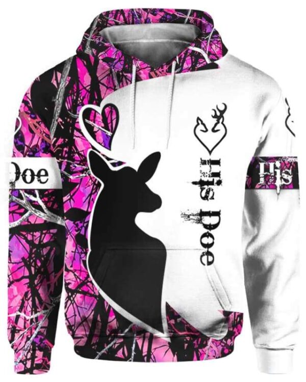 His Doe Deer Hunting - All Over Apparel - Hoodie / S - www.secrettees.com
