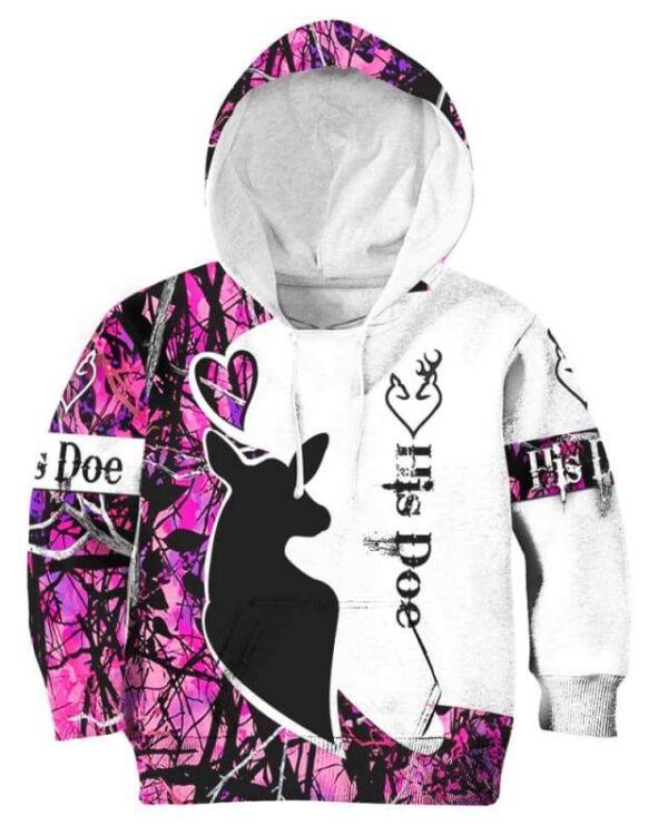 His Doe Deer Hunting - All Over Apparel - Kid Hoodie / S - www.secrettees.com