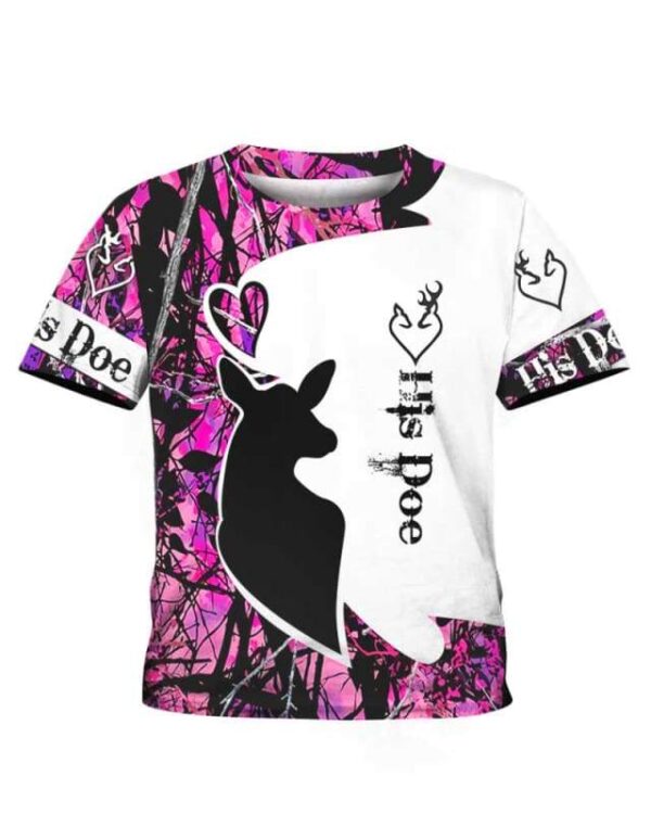 His Doe Deer Hunting - All Over Apparel - Kid Tee / S - www.secrettees.com