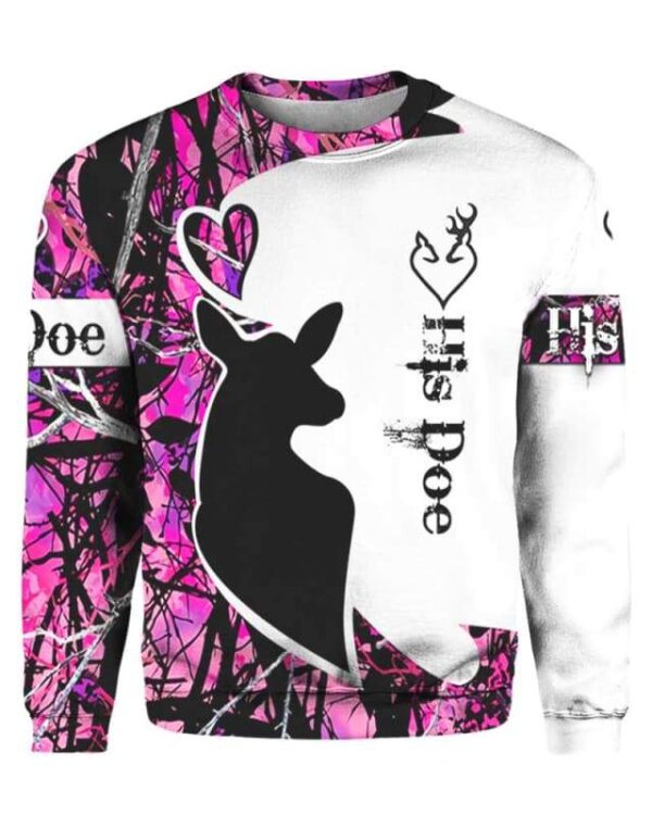 His Doe Deer Hunting - All Over Apparel - Sweatshirt / S - www.secrettees.com