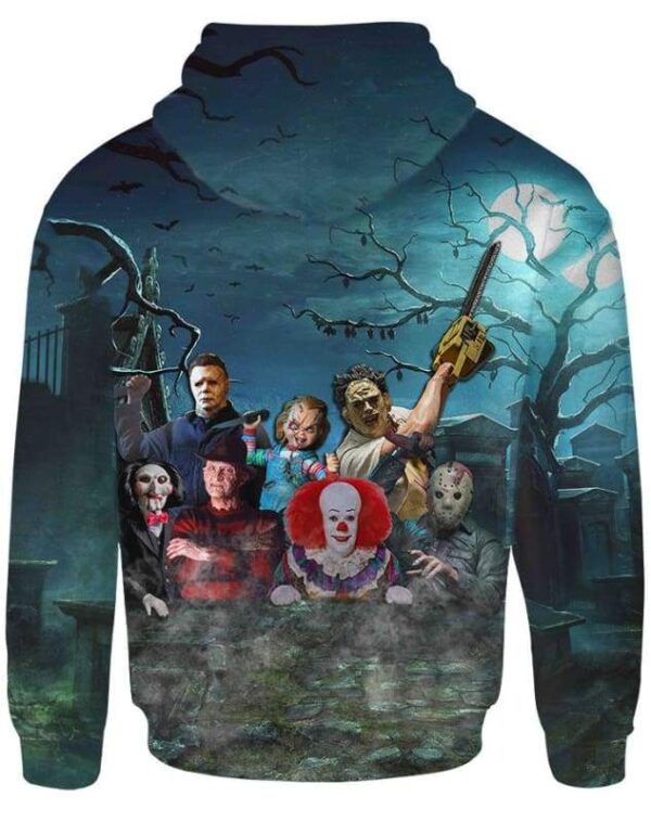 Horror Friends Halloween 2 Hoodie T-shirt - All Over Apparel - www.secrettees.com