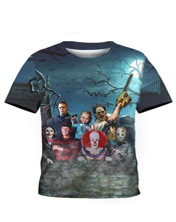 Horror Friends Halloween 2 Hoodie T-shirt - All Over Apparel - Kid Tee / S - www.secrettees.com