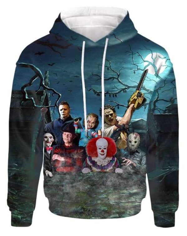 Horror Friends Halloween 2 Hoodie T-shirt - All Over Apparel - Hoodie / S - www.secrettees.com