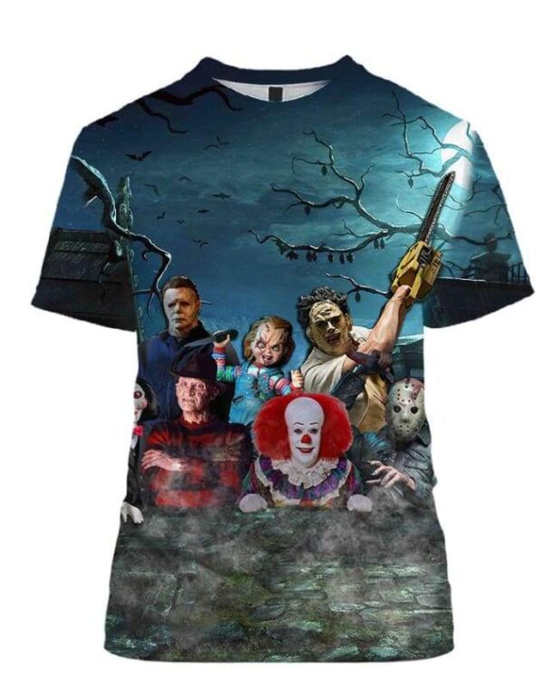 Horror Friends Halloween 2 Hoodie T-shirt - All Over Apparel - T-Shirt / S - www.secrettees.com