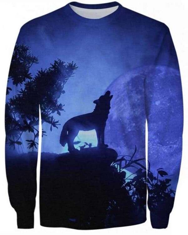 Howling Wolf Against Dark - All Over Apparel - Sweatshirt / S - www.secrettees.com