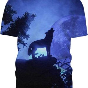 Howling Wolf Against Dark - All Over Apparel - T-Shirt / S - www.secrettees.com
