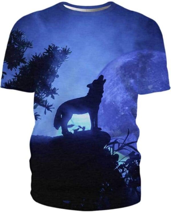 Howling Wolf Against Dark - All Over Apparel - T-Shirt / S - www.secrettees.com