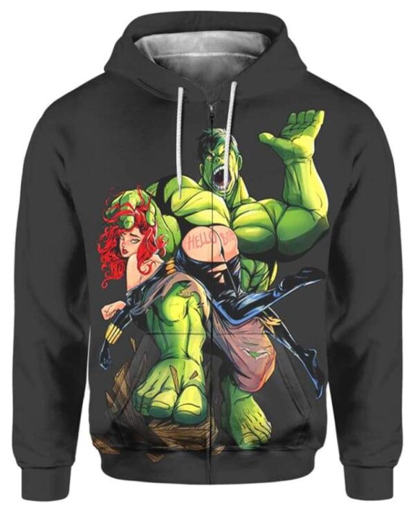 Hulk & Black Widow Sculaccia - All Over Apparel - Zip Hoodie / S - www.secrettees.com