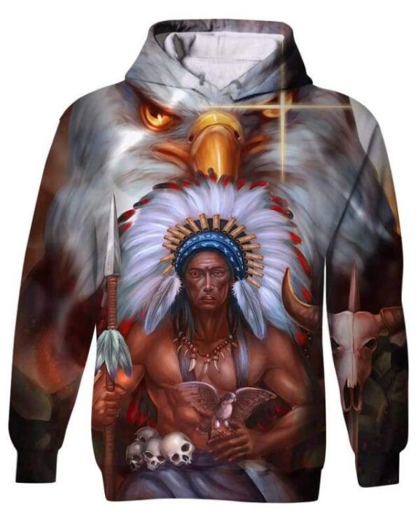 Indian Chief And Eagle - All Over Apparel - Kid Hoodie / S - www.secrettees.com