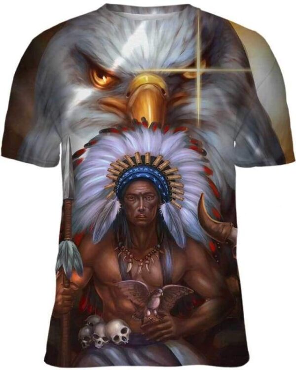 Indian Chief And Eagle - All Over Apparel - T-Shirt / S - www.secrettees.com