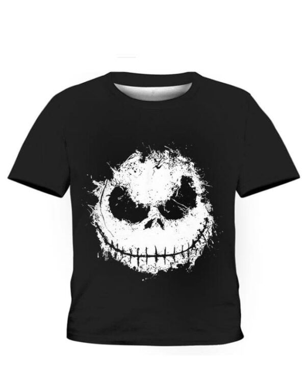 Jack Skeleton Face Hoodie T-shirt - All Over Apparel - Kid Tee / S - www.secrettees.com