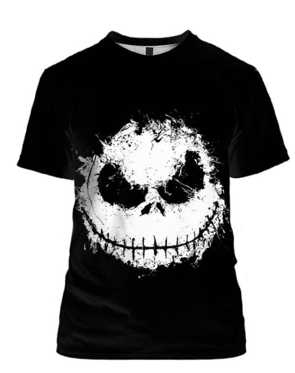 Jack Skeleton Face Hoodie T-shirt - All Over Apparel - T-Shirt / S - www.secrettees.com