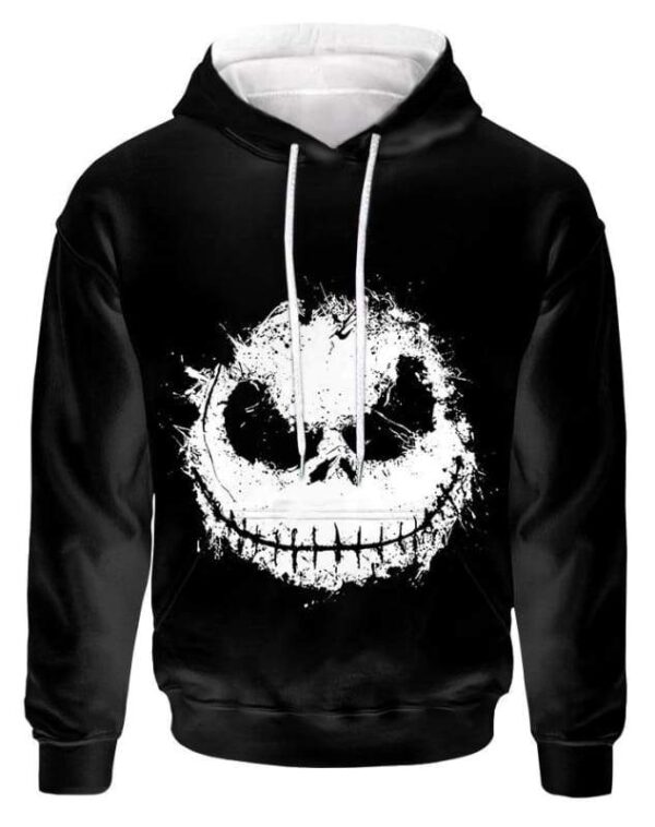 Jack Skeleton Face Hoodie T-shirt - All Over Apparel - Hoodie / S - www.secrettees.com