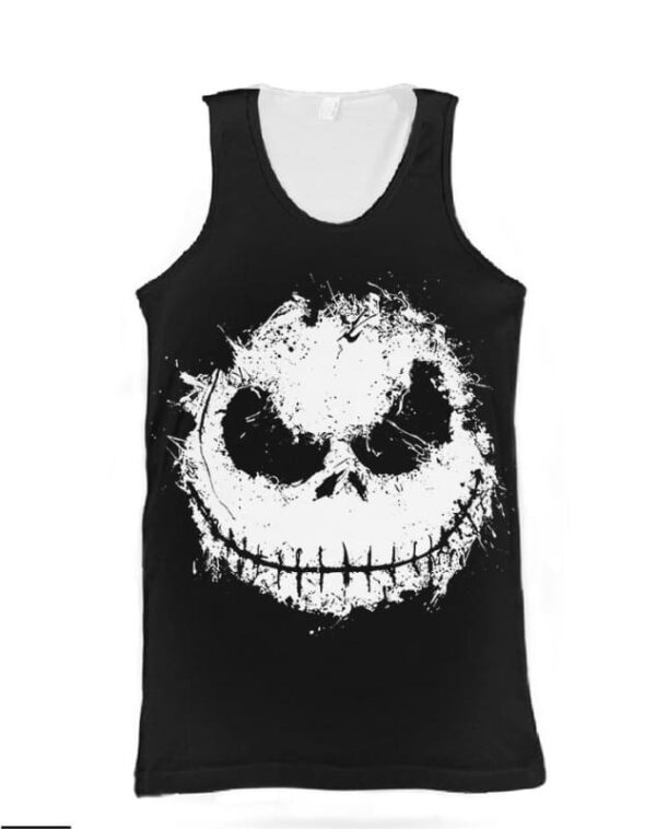 Jack Skeleton Face Hoodie T-shirt - All Over Apparel - Tank Top / S - www.secrettees.com