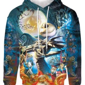 Jack Skellington Halloween - All Over Apparel - Hoodie / S - www.secrettees.com