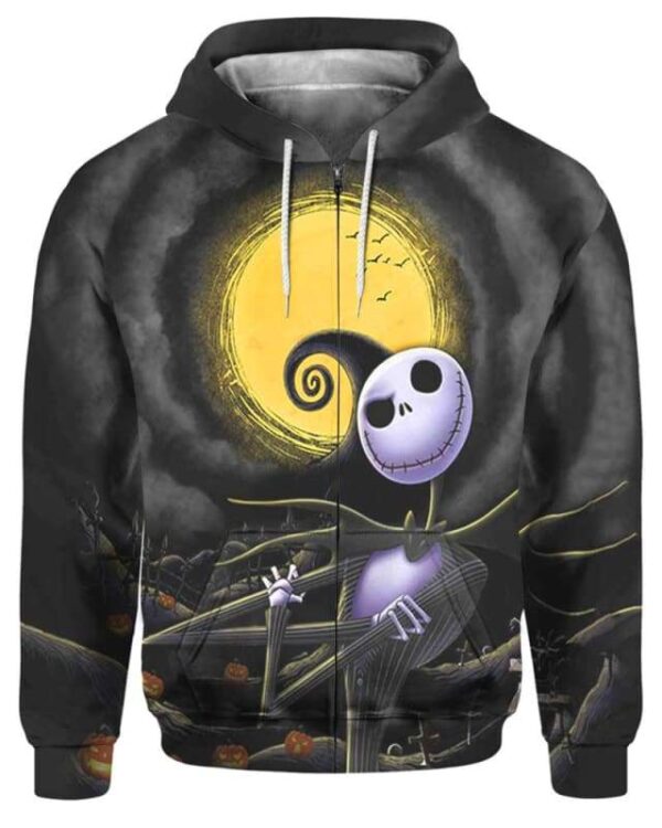 Jack Skellington - All Over Apparel - Zip Hoodie / S - www.secrettees.com