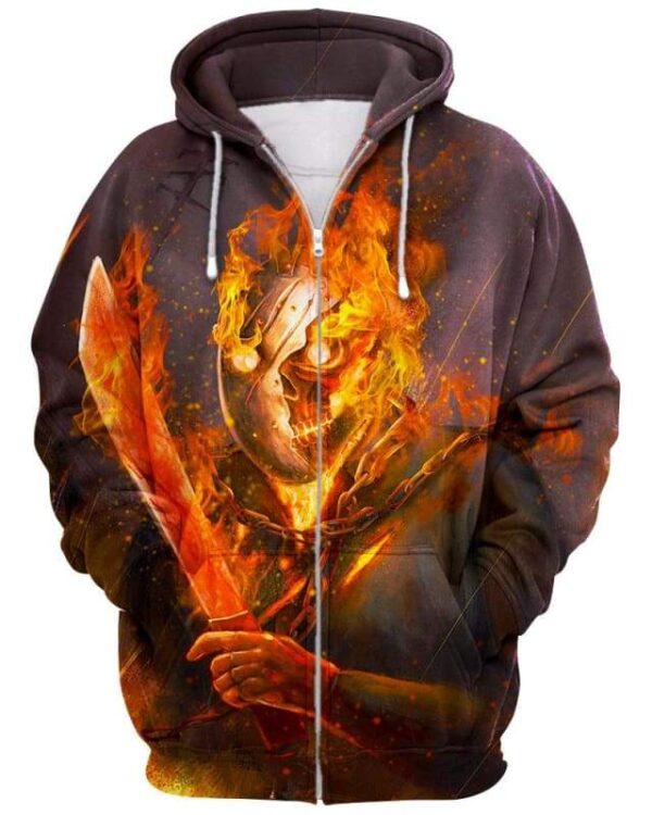Jason And Ghost Rider - All Over Apparel - Zip Hoodie / S - www.secrettees.com