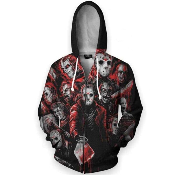 Jason Faces - All Over Apparel - Zip Hoodie / S - www.secrettees.com