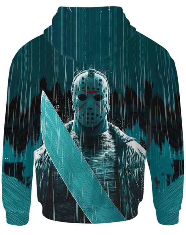 Jason voorhee Under The Rain Hoodie T-shirt - All Over Apparel - www.secrettees.com