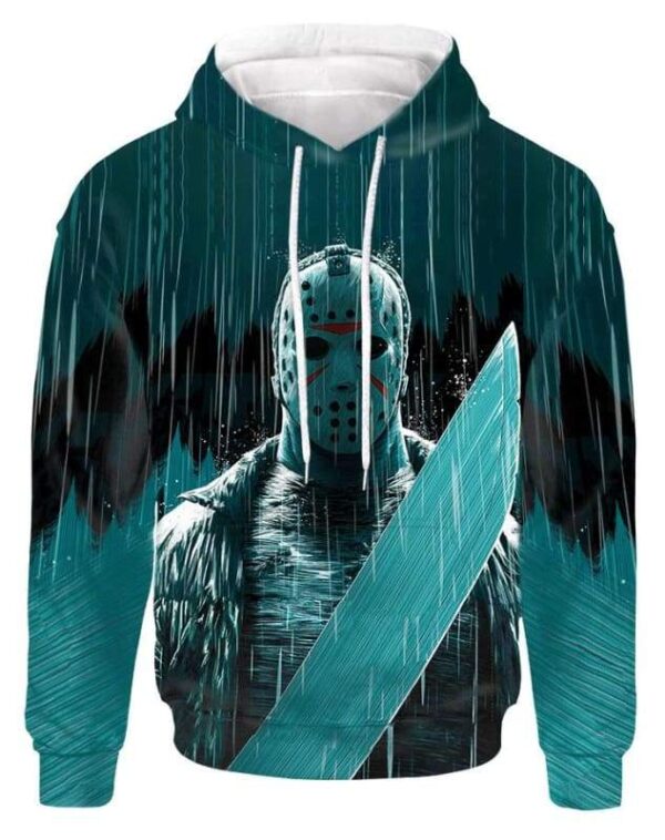 Jason voorhee Under The Rain Hoodie T-shirt - All Over Apparel - Hoodie / S - www.secrettees.com