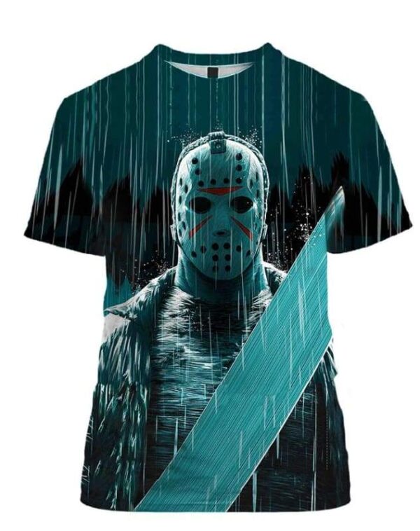 Jason voorhee Under The Rain Hoodie T-shirt - All Over Apparel - T-Shirt / S - www.secrettees.com