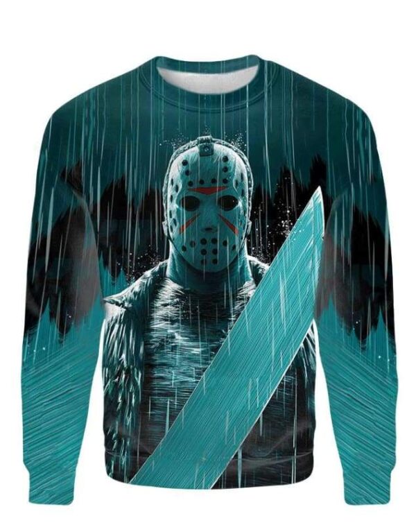 Jason voorhee Under The Rain Hoodie T-shirt - All Over Apparel - Sweatshirt / S - www.secrettees.com