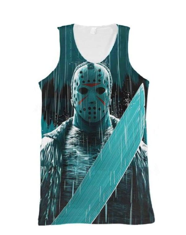 Jason voorhee Under The Rain Hoodie T-shirt - All Over Apparel - Tank Top / S - www.secrettees.com