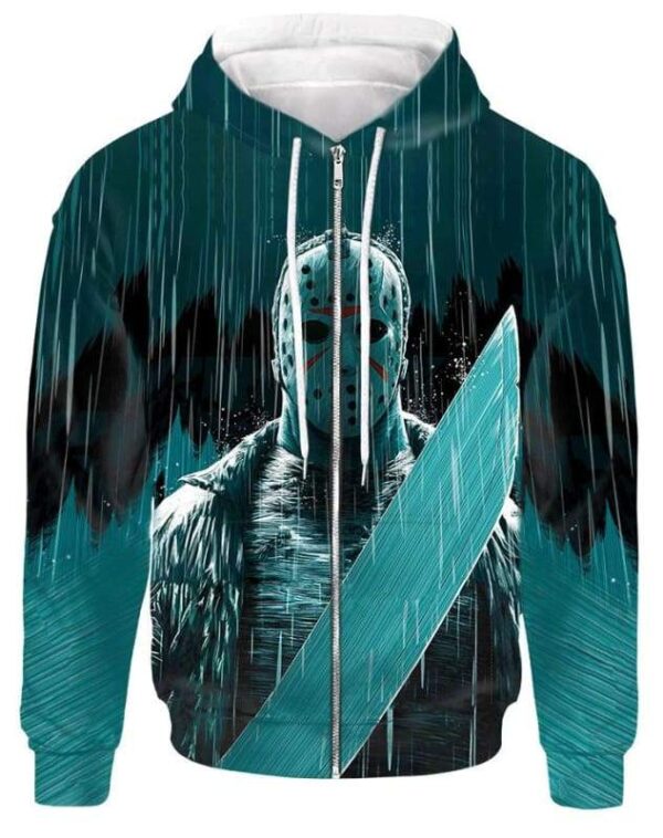 Jason voorhee Under The Rain Hoodie T-shirt - All Over Apparel - Zip Hoodie / S - www.secrettees.com