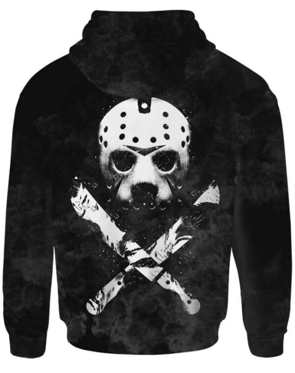 Jason Voorhees Mask Hoodie T-shirt - All Over Apparel - www.secrettees.com