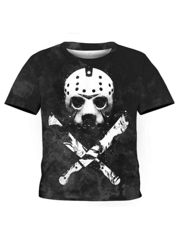 Jason Voorhees Mask Hoodie T-shirt - All Over Apparel - Kid Tee / S - www.secrettees.com