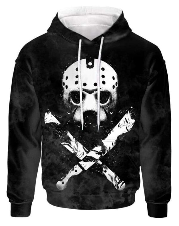 Jason Voorhees Mask Hoodie T-shirt - All Over Apparel - Hoodie / S - www.secrettees.com