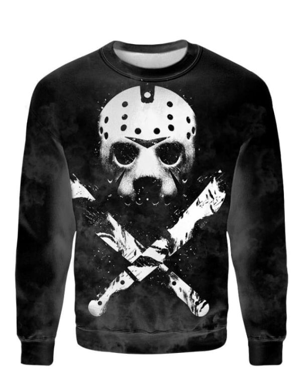 Jason Voorhees Mask Hoodie T-shirt - All Over Apparel - Sweatshirt / S - www.secrettees.com