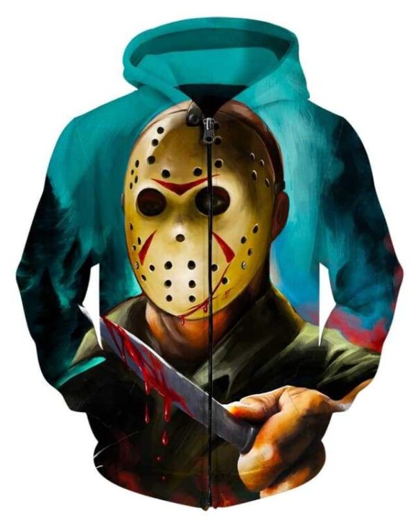 Jason Voorhees - All Over Apparel - Zip Hoodie / S - www.secrettees.com