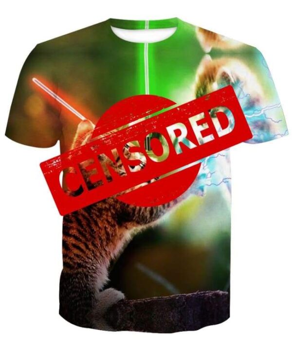 Jedi Cats With Lightsabers 3D T-shirt - All Over Apparel - T-Shirt / S - www.secrettees.com