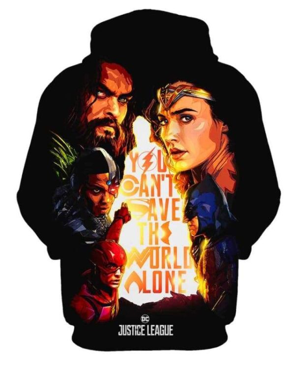 Justice League - You Can Save The World Alone - All Over Apparel - www.secrettees.com