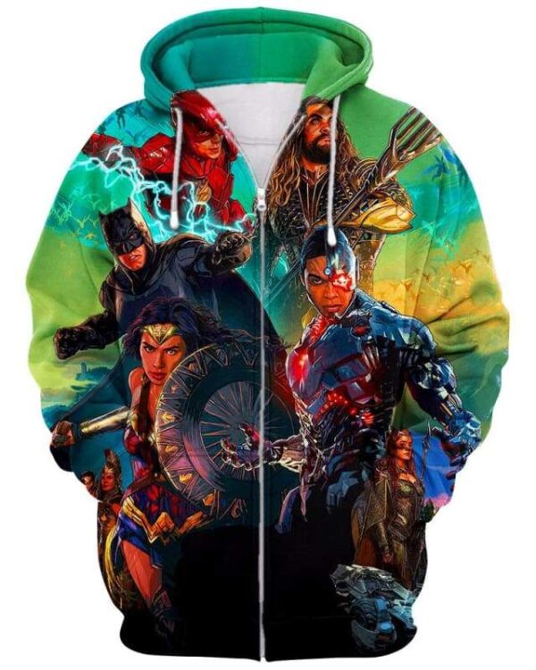 Justice League - All Over Apparel - Zip Hoodie / S - www.secrettees.com