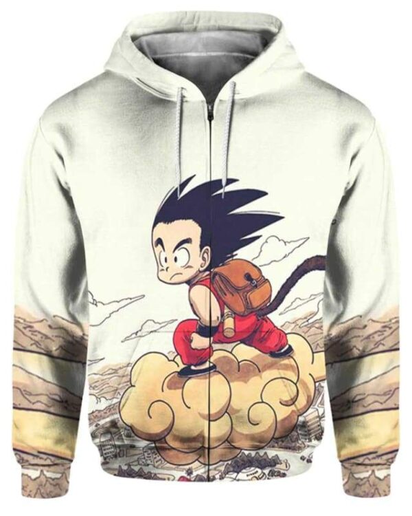 Kid Goku Fly - All Over Apparel - Zip Hoodie / S - www.secrettees.com
