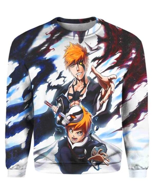 Kurosaki Ichigo - Kurosaki Kazui - All Over Apparel - Sweatshirt / S - www.secrettees.com